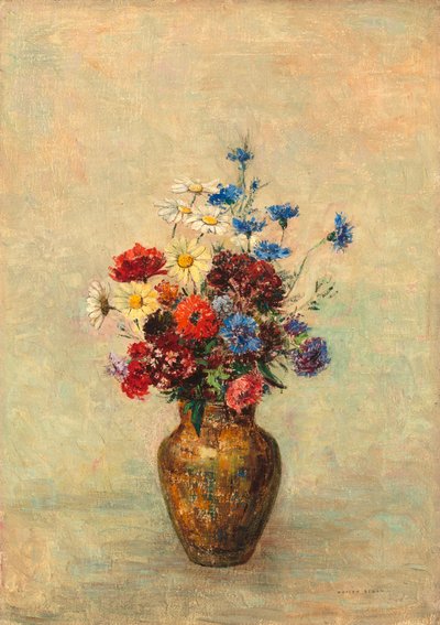 Bloemen in een vaas, ca. 1910 door Odilon Redon